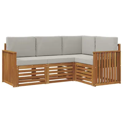 vidaXL Sedežne garniture z blazino 4 pcs Naravna in svetlo siva