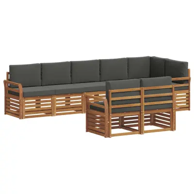vidaXL Sedežne garniture z blazino 8 pcs Naravna in antracitna
