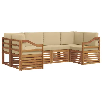 vidaXL Kotna sedežna garnitura z blazino 6 pcs Naravna