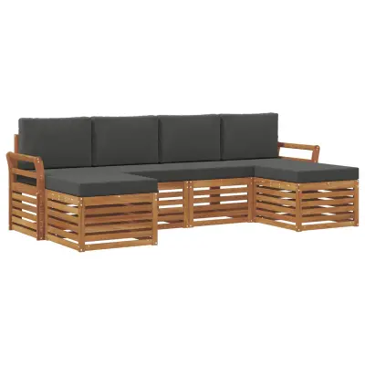 vidaXL Sedežne garniture z blazino 6 pcs Naravna in antracitna