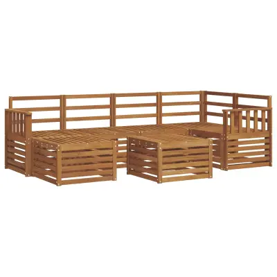 vidaXL Kotna sedežna garnitura 7 pcs Naravna Masiven les akacije