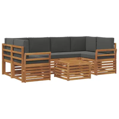 vidaXL Zunanja garnitura za sedenje 7 pcs Naravna in antracitna
