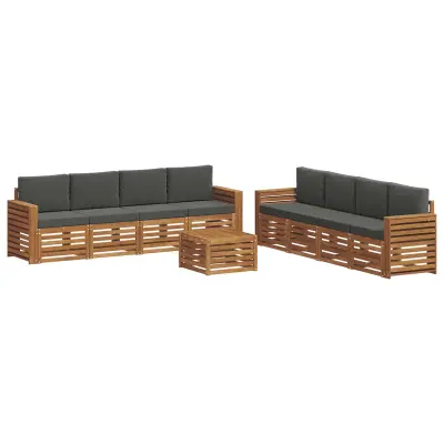 vidaXL Sedežne garniture z blazino 9 pcs Naravna in antracitna