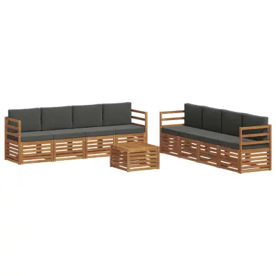 vidaXL Sedežne garniture z blazino 9 pcs Naravna in antracitna