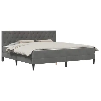 vidaXL Posteljni okvir z vzmetnico Temno siva 180 x 200 cm Žamet