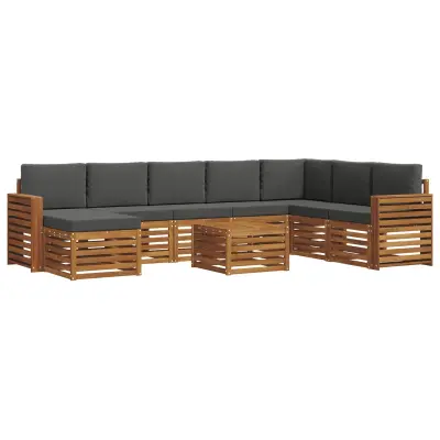 vidaXL Zunanja garnitura za sedenje 9 pcs Naravna in antracitna