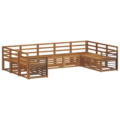 vidaXL Kotna sedežna garnitura 9 pcs Naravna