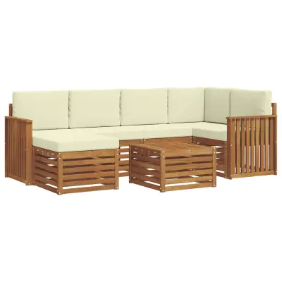 vidaXL Kotna sedežna garnitura z blazino 7 pcs Naravna in smetana