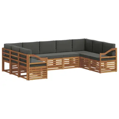 vidaXL Kotna sedežna garnitura z blazino 9 pcs Naravna in antracitna