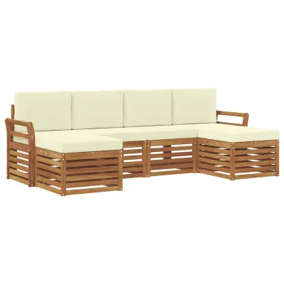 vidaXL Sedežne garniture 6 pcs Naravna in smetana Masiven les akacije