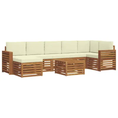 vidaXL Zunanja garnitura za sedenje z blazino 8 pcs Naravna in smetana