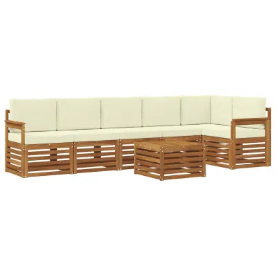 vidaXL Kotna sedežna garnitura z blazino 7 pcs Naravna in smetana