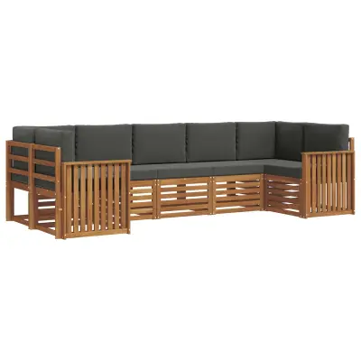 vidaXL Kotna sedežna garnitura z blazino 7 pcs Naravna in antracitna