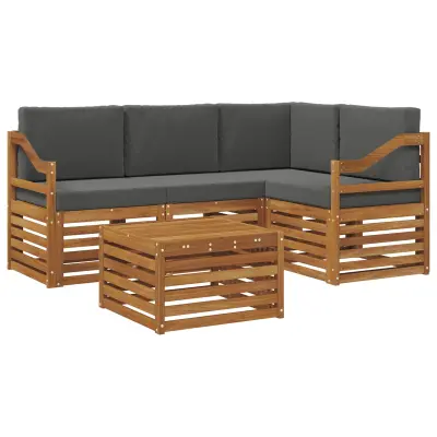 vidaXL Zunanja garnitura za sedenje 5 pcs Naravna in antracitna