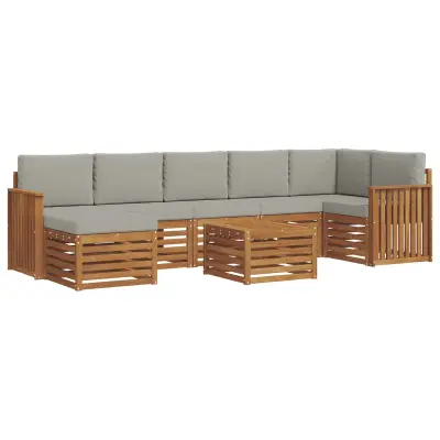 vidaXL Zunanja garnitura za sedenje 8 pcs Naravna in svetlo siva