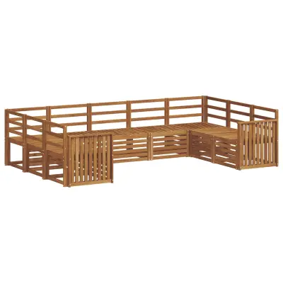 vidaXL Kotna sedežna garnitura 9 pcs Naravna