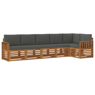 vidaXL Kotna sedežna garnitura z blazino 6 pcs Naravna in antracitna