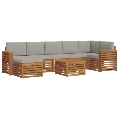 vidaXL Zunanja garnitura za sedenje 8 pcs Naravna in svetlo siva