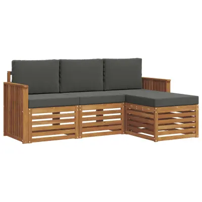 vidaXL Zunanja garnitura za sedenje 4 pcs Naravna in antracitna