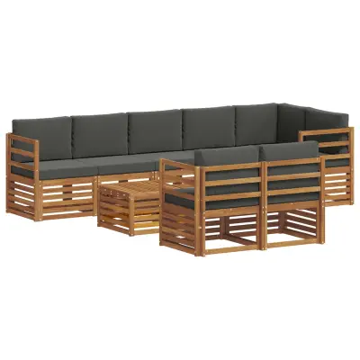 vidaXL Sedežne garniture z blazino 9 pcs Naravna in antracitna