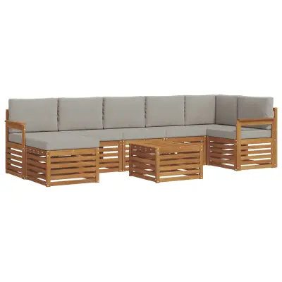 vidaXL Zunanja garnitura za sedenje 8 pcs Naravna in svetlo siva