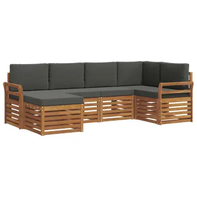 vidaXL Kotna sedežna garnitura z blazino 6 pcs Naravna in antracitna