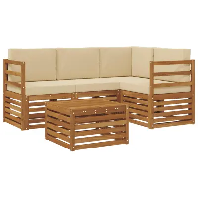 vidaXL Zunanja garnitura za sedenje z blazino 5 pcs Naravna in bež