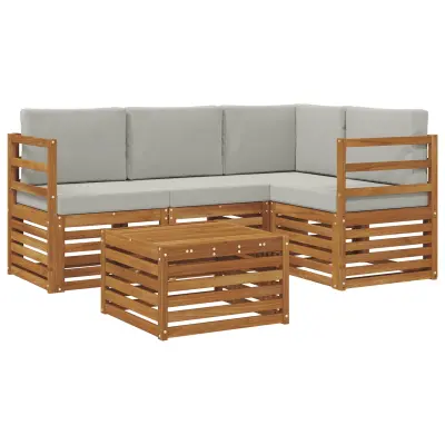 vidaXL Zunanja garnitura za sedenje 5 pcs Naravna in svetlo siva