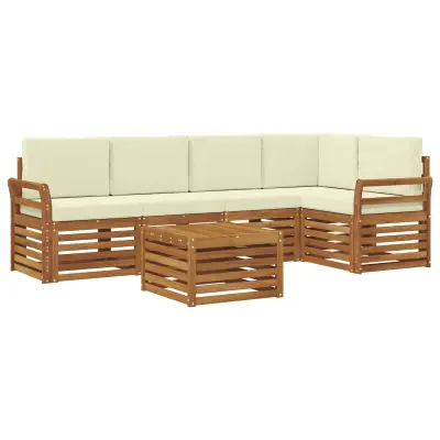vidaXL Kotna sedežna garnitura z blazino 6 pcs Naravna in smetana