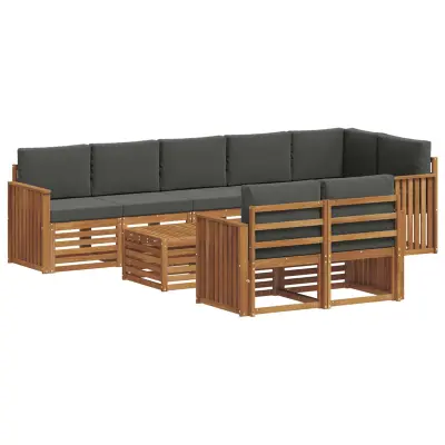 vidaXL Sedežne garniture z blazino 9 pcs Naravna in antracitna