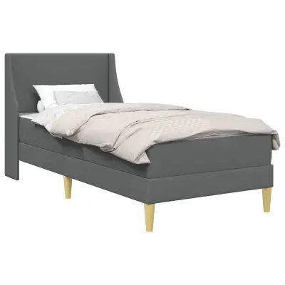 vidaXL Posteljni okvir z vzmetnico Temno siva 90 x 200 cm blago