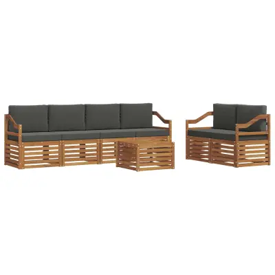 vidaXL Zunanja garnitura za sedenje 7 pcs Naravna in antracitna