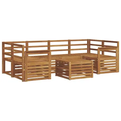 vidaXL Zunanja garnitura za sedenje 7 pcs Naravna Masiven les akacije