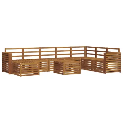 vidaXL Zunanja garnitura za sedenje 9 pcs Naravna Masiven les akacije