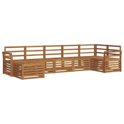 vidaXL Kotna sedežna garnitura 7 pcs Naravna Masiven les akacije