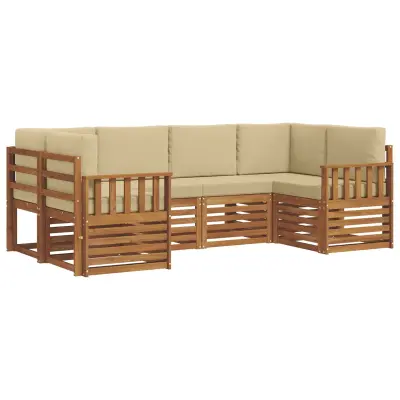 vidaXL Kotna sedežna garnitura z blazino 6 pcs Naravna