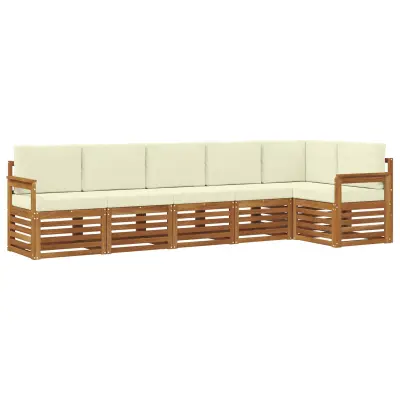vidaXL Kotna sedežna garnitura z blazino 6 pcs Naravna in smetana