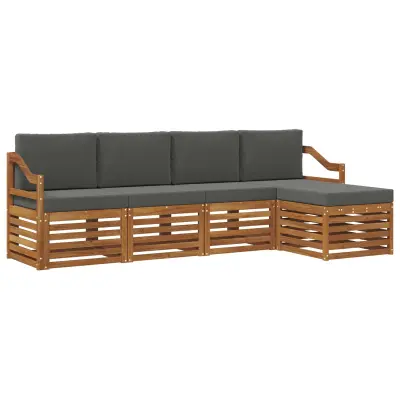 vidaXL Zunanja garnitura za sedenje 5 pcs Naravna in antracitna