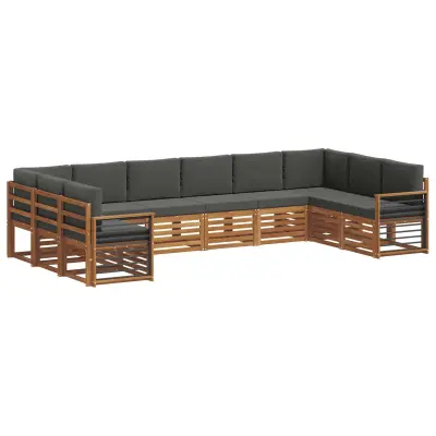 vidaXL Kotna sedežna garnitura z blazino 10 pcs Naravna in antracitna