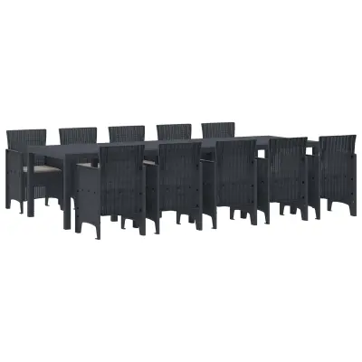 vidaXL Komplet za jedilnico v vrtu 11 pcs Antracit Poly ratan