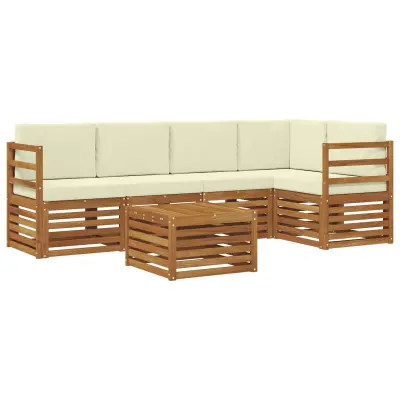 vidaXL Kotna sedežna garnitura z blazino 6 pcs Naravna in smetana