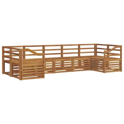 vidaXL Kotna sedežna garnitura 7 pcs Naravna