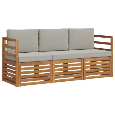 vidaXL Sedežne garniture z blazino 3 pcs Naravna in svetlo siva