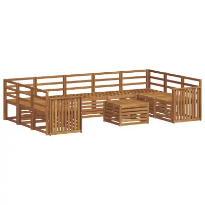 vidaXL Sedežne garniture 10 pcs Naravna Masiven les akacije