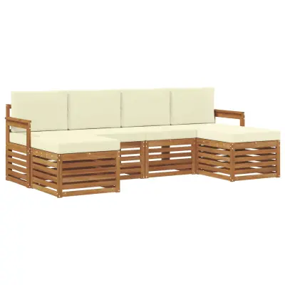vidaXL Sedežne garniture 6 pcs Naravna in smetana Masiven les akacije