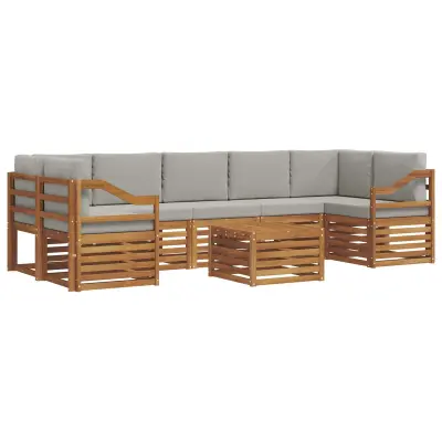 vidaXL Zunanja garnitura za sedenje 8 pcs Naravna in svetlo siva