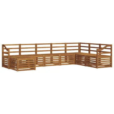 vidaXL Zunanja garnitura za sedenje 8 pcs Naravna Masiven les akacije