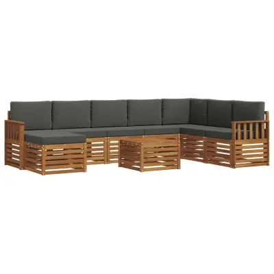 vidaXL Zunanja garnitura za sedenje 9 pcs Naravna in antracitna