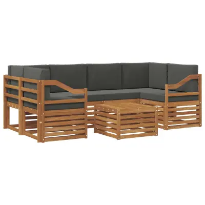vidaXL Zunanja garnitura za sedenje 7 pcs Naravna in antracitna