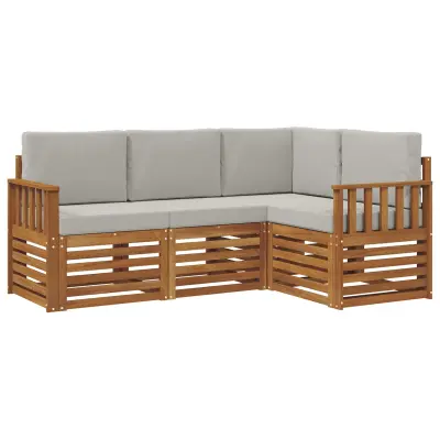 vidaXL Sedežne garniture z blazino 4 pcs Naravna in svetlo siva